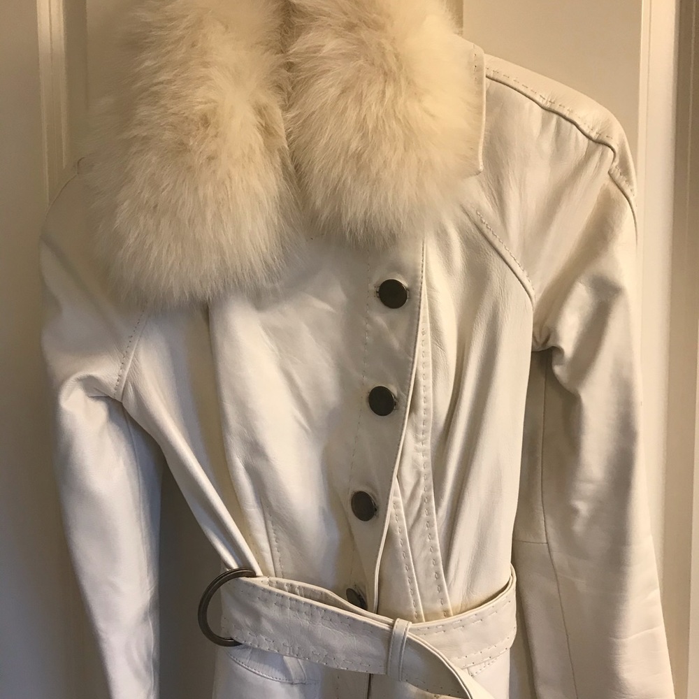 Cache winter white leather jacket. Size 2. Firm $